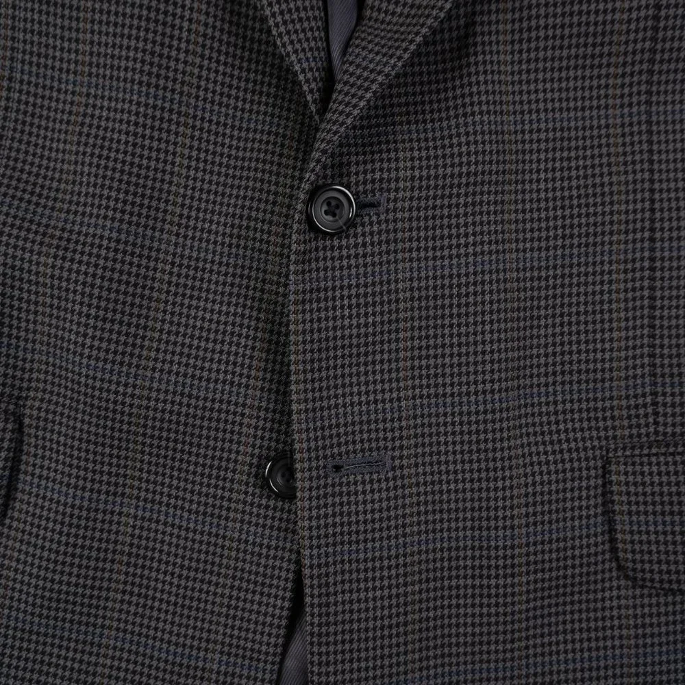 OSCAR DE LA RENTA blue grey black houndstooth blazer size 41L